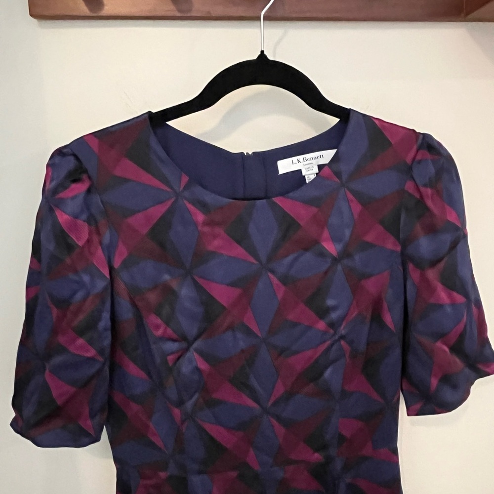 LK Bennett Women Dress Janeva Silk Printed Fit & Flare size 4 - Picture 3 of 7
